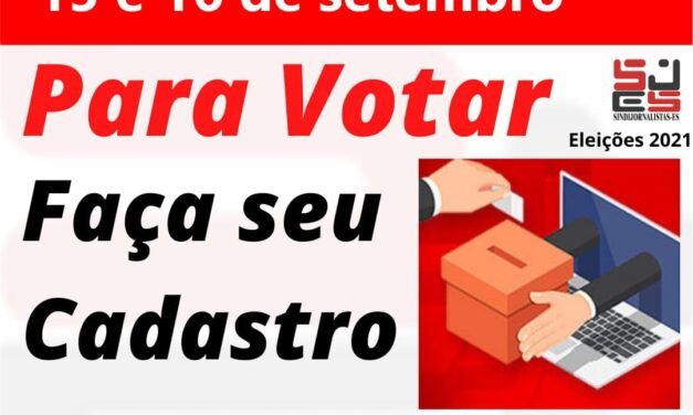 Eleições da nova diretoria do SINDIJORNALISTAS/ES nos próximos dias 15 e 16 de setembro