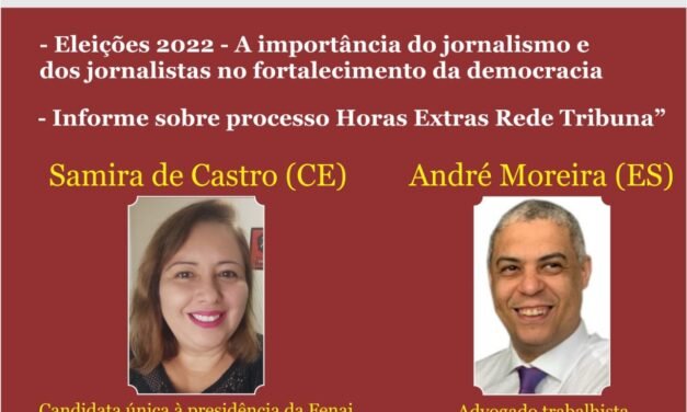 Live abordará a segurança de jornalistas nas eleições e atualização do processo de Horas Extras de A Tribuna