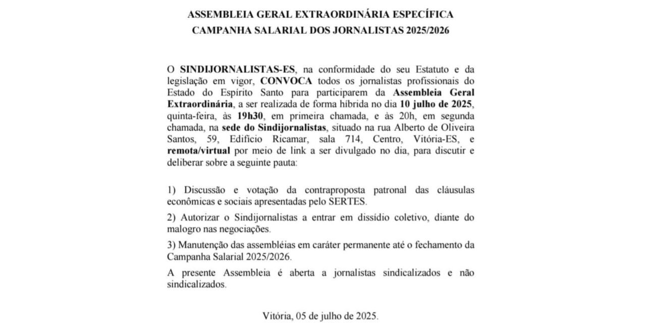 Jornalistas discutem contraproposta do Sertes nesta quinta-feira