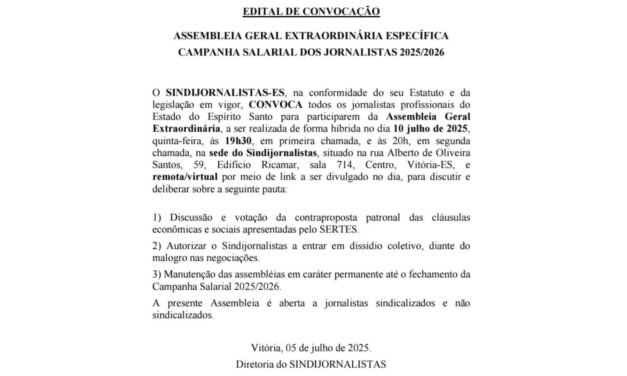 Jornalistas discutem contraproposta do Sertes nesta quinta-feira