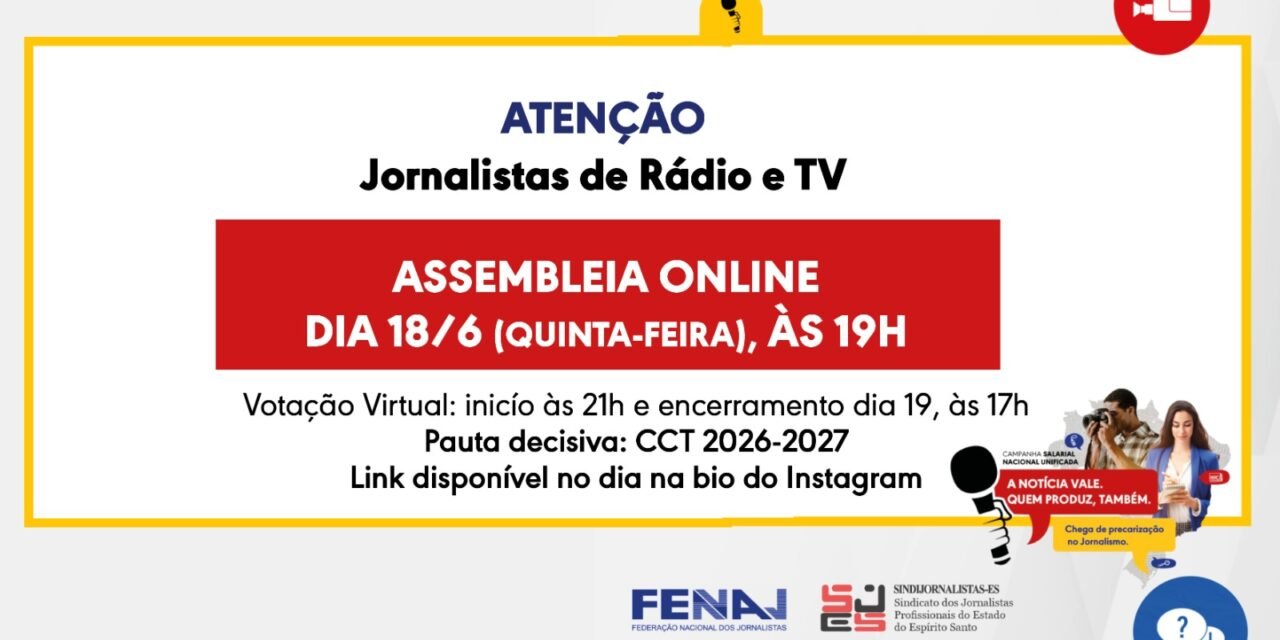Votação da assembleia online será nos dias 18 e 19