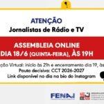 Votação da assembleia online será nos dias 18 e 19